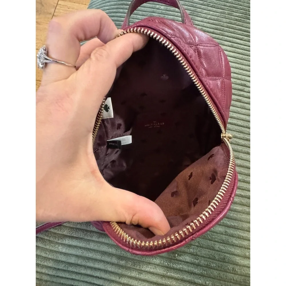Kate Spade Natalia Mini Convertable Backpack - Quilted‎ Leather Burgundy